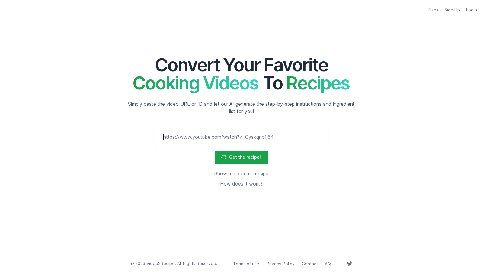 video2recipe.com