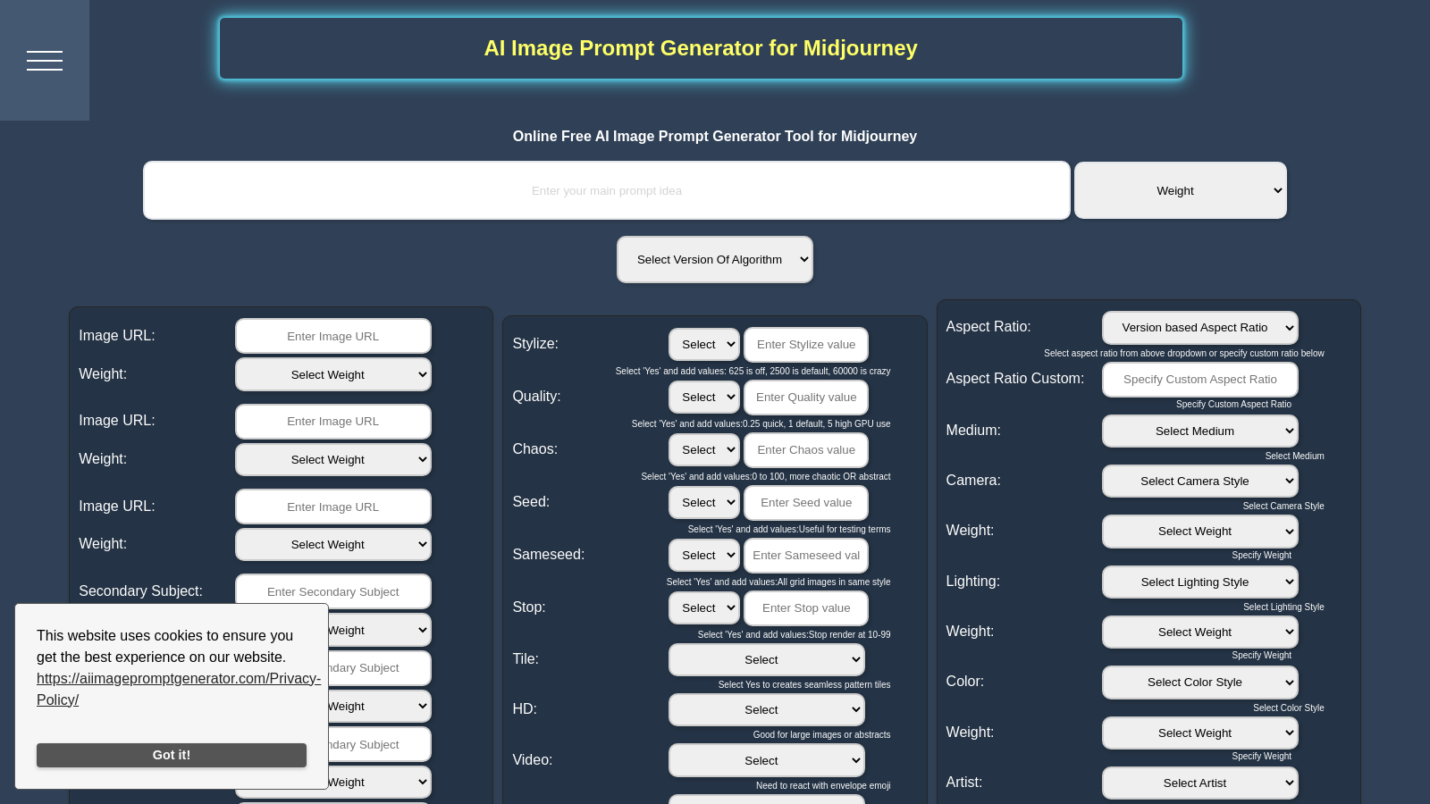 AI Image Prompt Generator for Midjourney – Create Stunning Visuals for Free