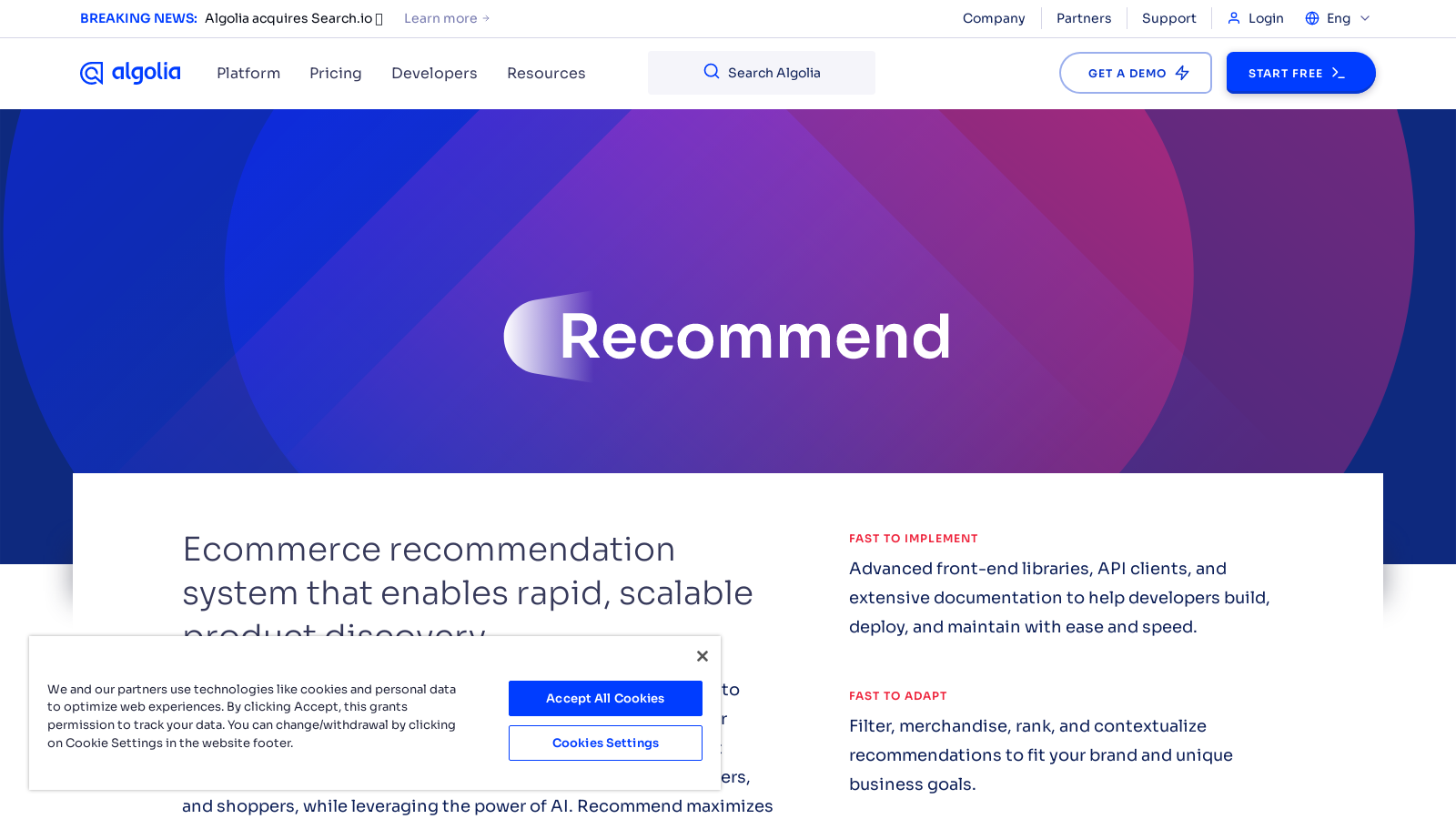 Algolia Recommend