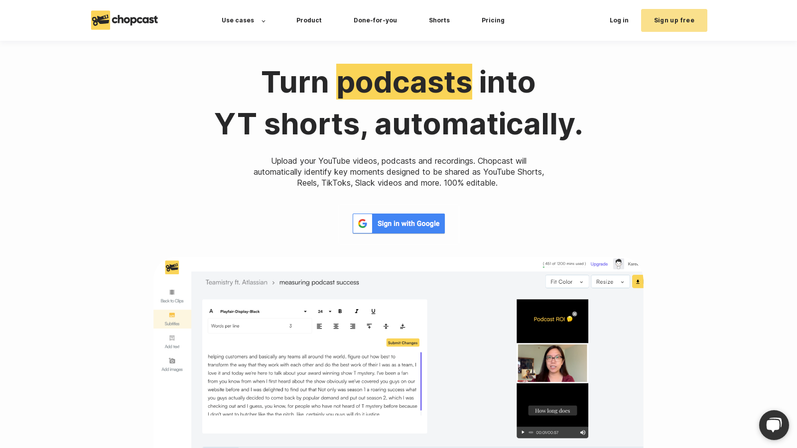 Chopcast – Repurpose Your Content Into YouTube Shorts, Reels, and More