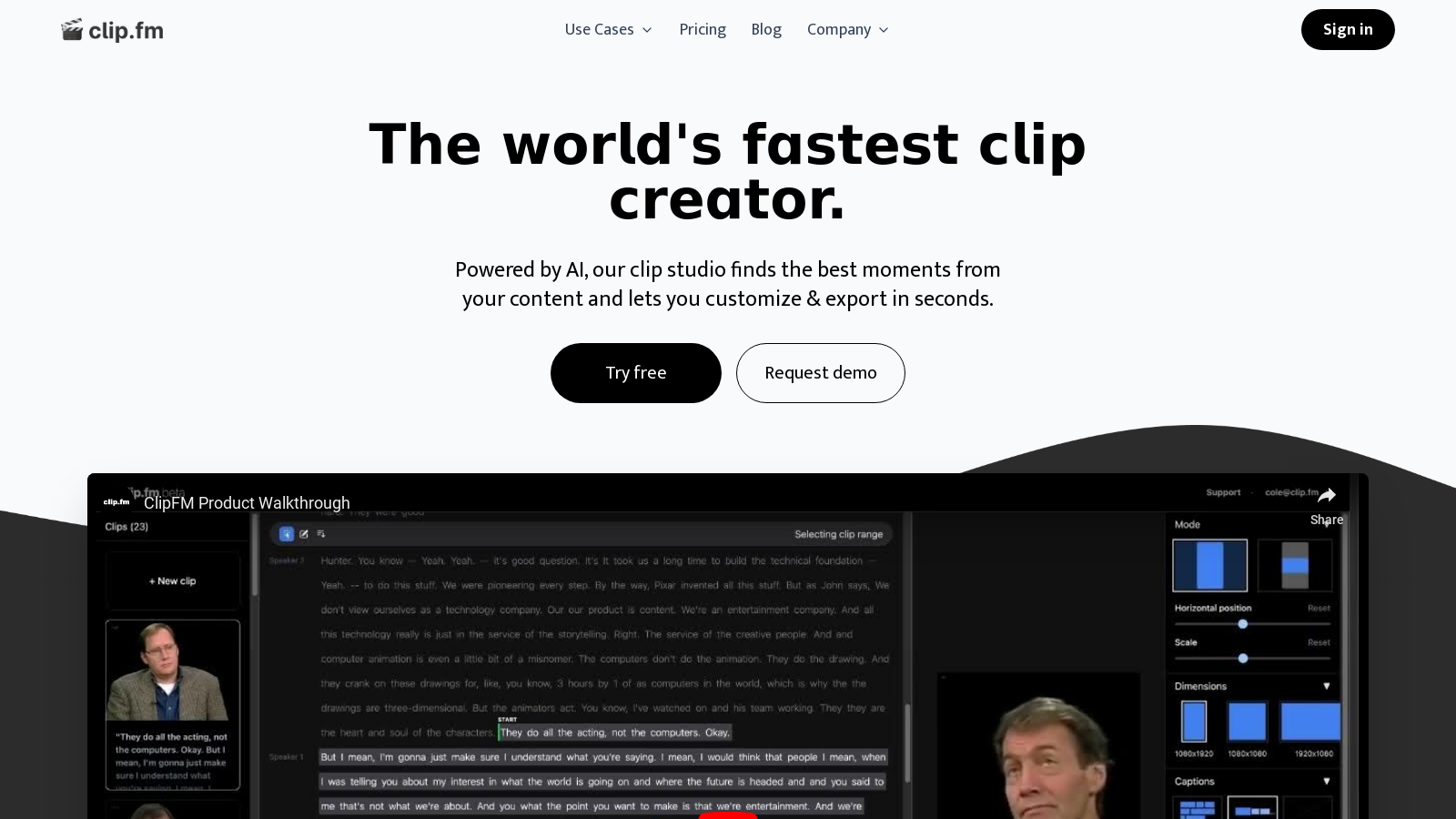 ClipFM – The World’s Fastest Clip Creator