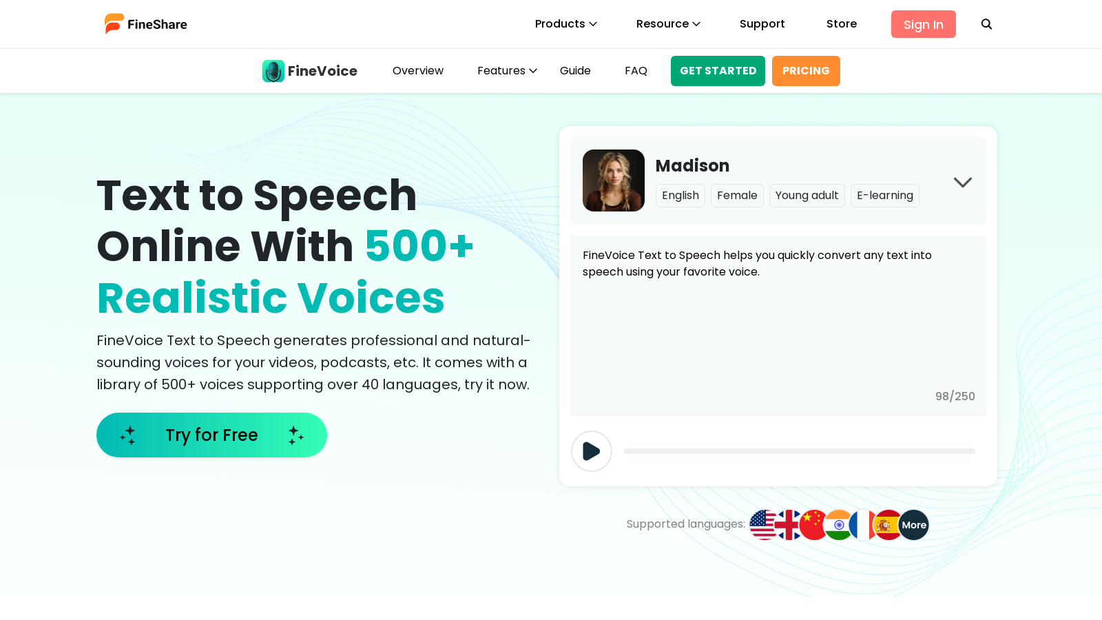 FineVoice: Revolutionary AI TTS with 500+ Natural Voices