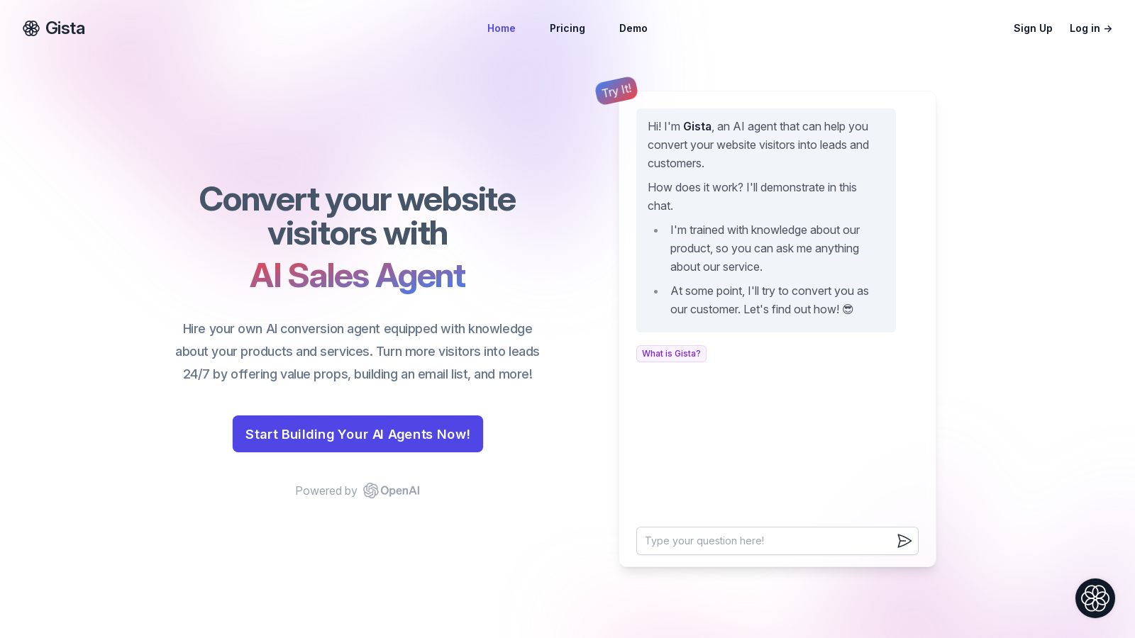 Gista AI – Your 24/7 Conversion Specialist