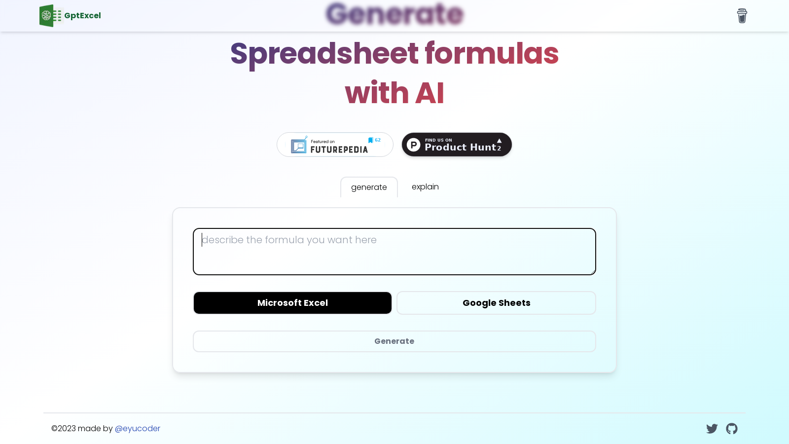 GptExcel – The Ultimate Excel Formulas Generator