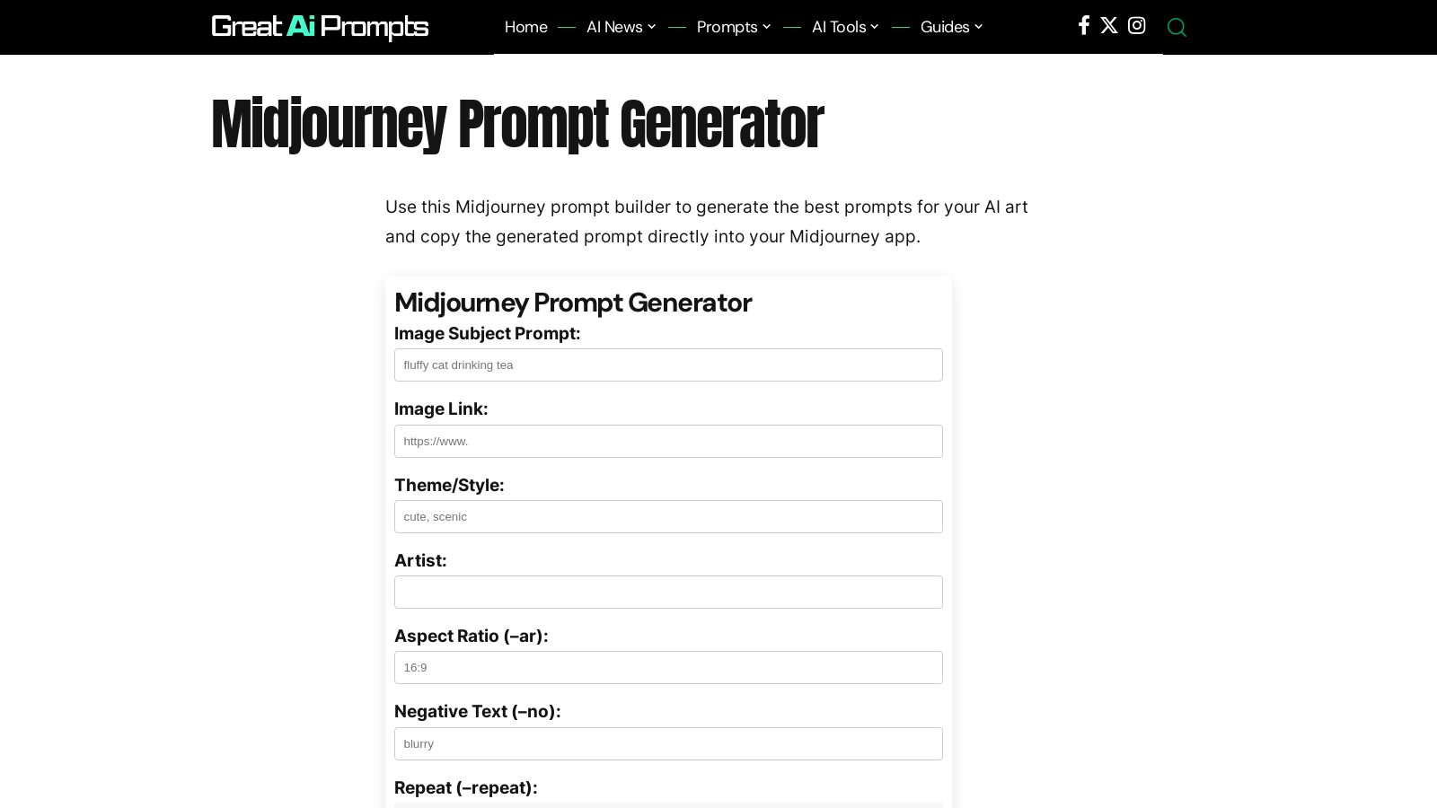 GreatAiPrompts: Your Ultimate Midjourney Prompt Generator