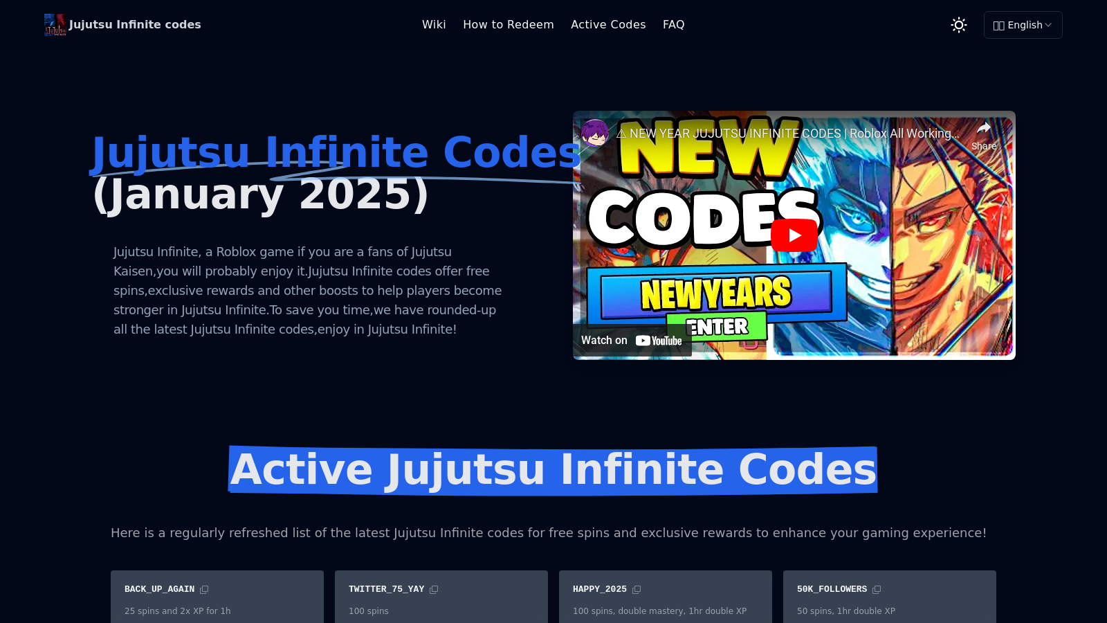 Jujutsu Infinite Codes January 2025 Free Spins & Rewards