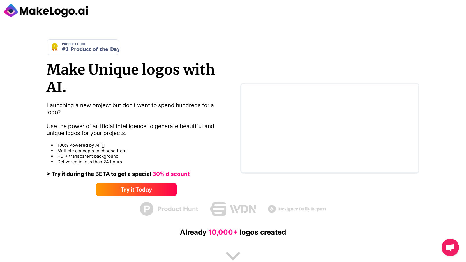 MakeLogoAI: Unique Logos, 100% generated by AI