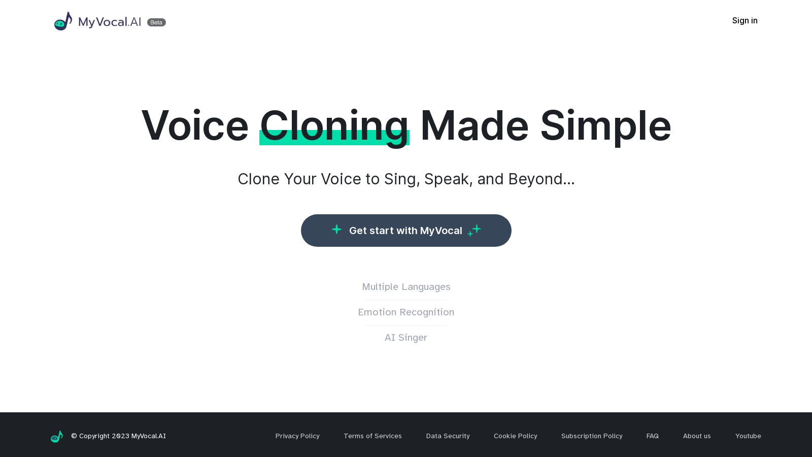 MyVocal.ai – Effortless Voice Cloning for Speaking and Singing