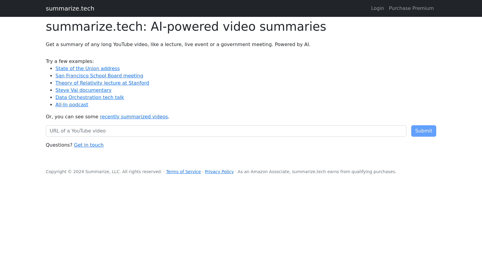 Summarize.tech | AI-Powered Summaries for YouTube Videos